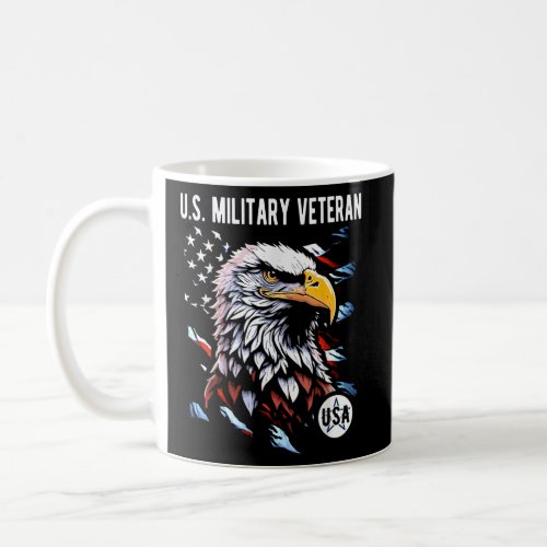 US Military Veteran Patriotic Eagle USA Flag  Coffee Mug