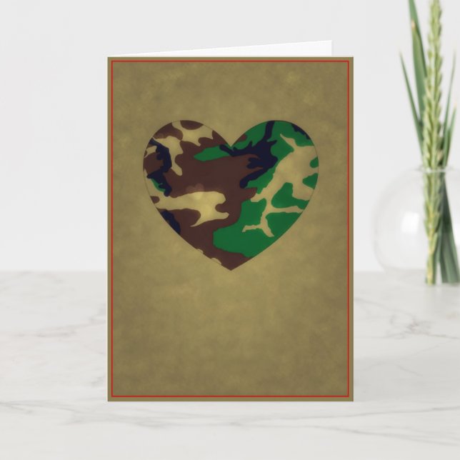 U.S. Military Woodland Camo Valentine's Day Holiday Card (Front)