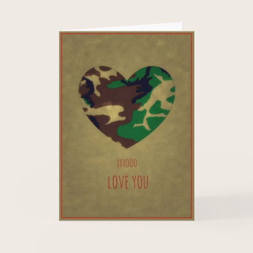 U.S. Military Woodland Camo Valentine's Day Holiday Card