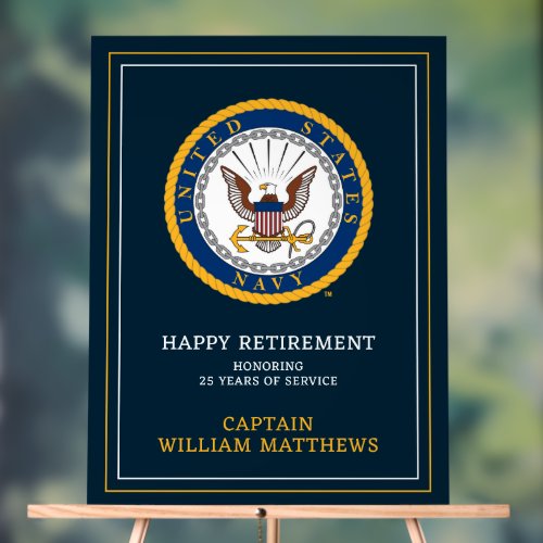 US Navy  Navy Emblem  Happy Retirement Acrylic Sign