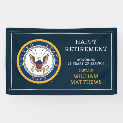 US Navy  Navy Emblem  Happy Retirement Banner