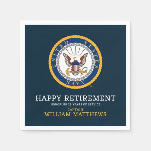 US Navy  Navy Emblem  Happy Retirement Napkins