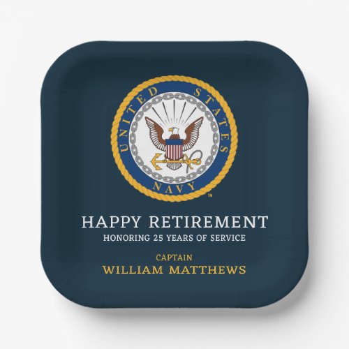 US Navy  Navy Emblem  Happy Retirement Paper Plates