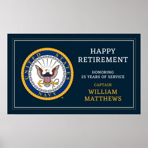 US Navy  Navy Emblem  Happy Retirement Poster