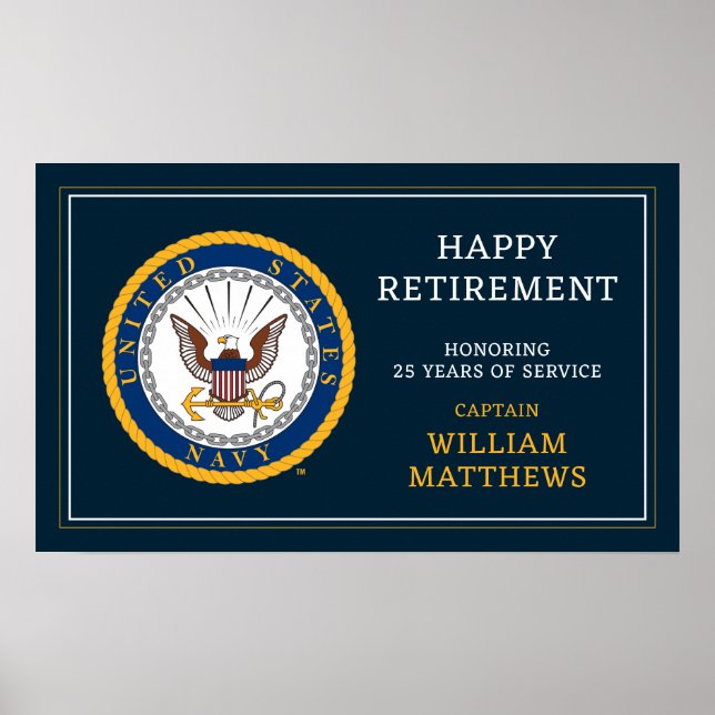 U.S. Navy | Navy Emblem | Happy Retirement Poster (Front)