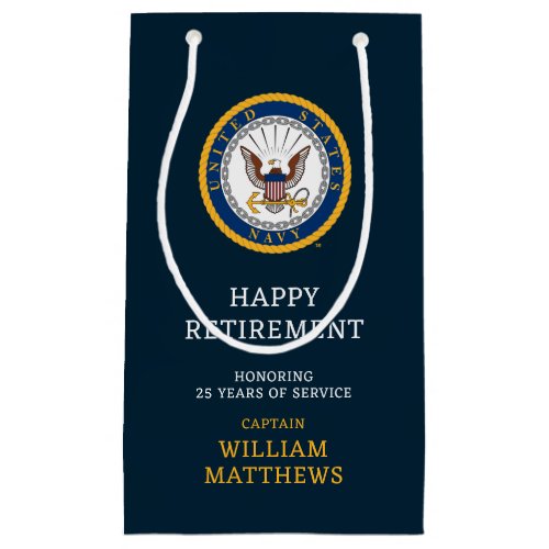 US Navy  Navy Emblem  Happy Retirement Small Gift Bag