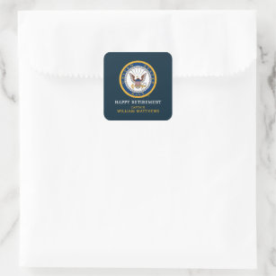 U.S. Navy   Navy Emblem   Happy Retirement Square Sticker