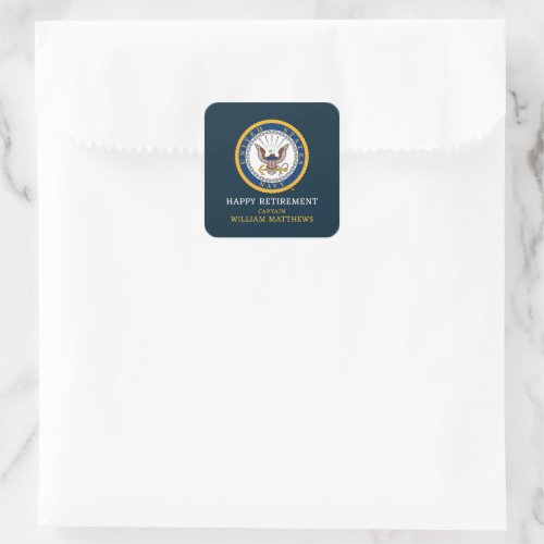 US Navy  Navy Emblem  Happy Retirement Square Sticker