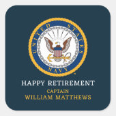 U.S. Navy | Navy Emblem | Happy Retirement Square Sticker (Front)