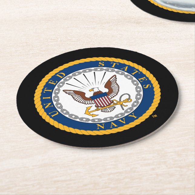 U.S. Navy | Navy Emblem Round Paper Coaster (Angled)