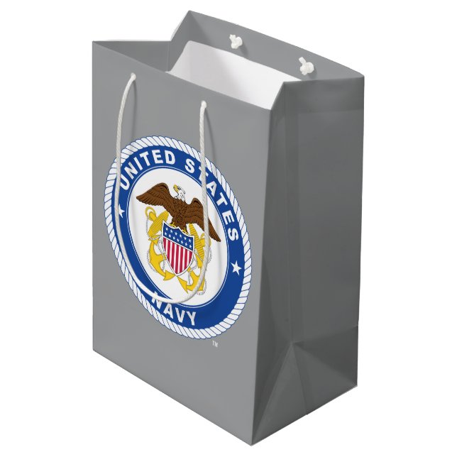 U.S. Navy | Officer Crest Medium Gift Bag (Back Angled)