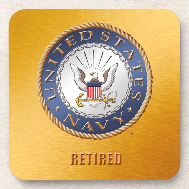 U.S. Navy Retired Hard plastic coaster (Front)