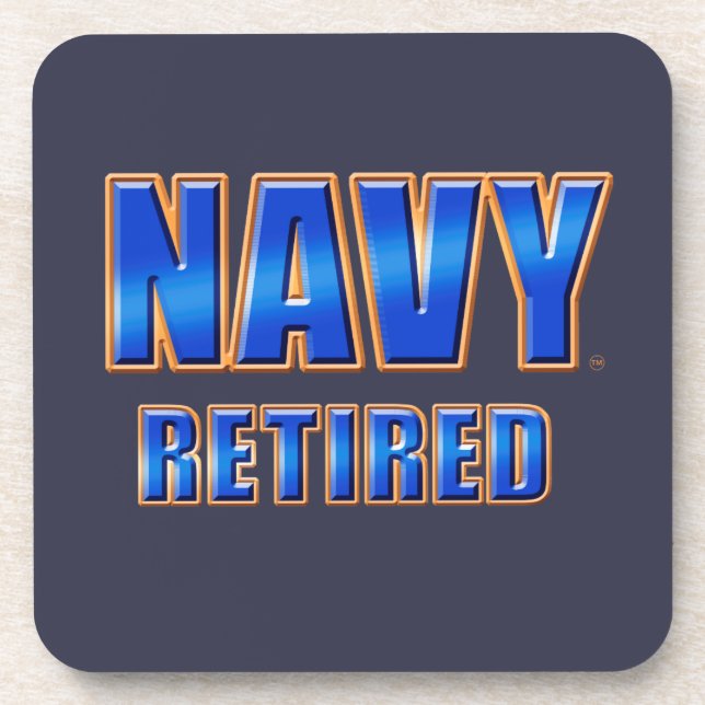 U.S. Navy Retired Hard Plastic coasters, cork back Drink Coaster (Front)