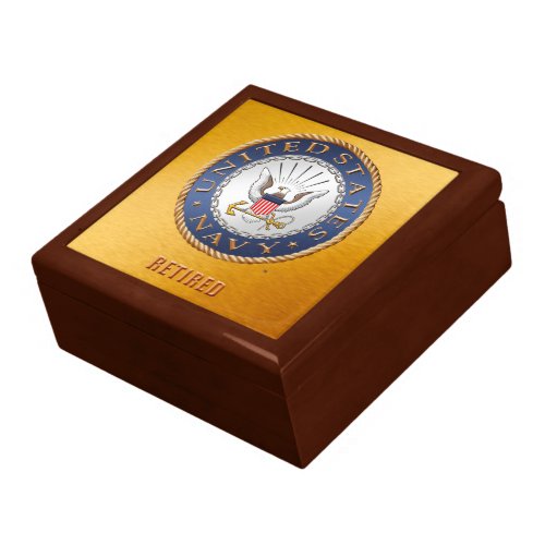 US Navy Retired Wooden Jewelry Keepsake Box