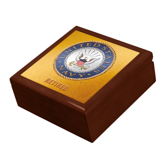 U.S. Navy Retired Wooden Jewelry Keepsake Box (Side)
