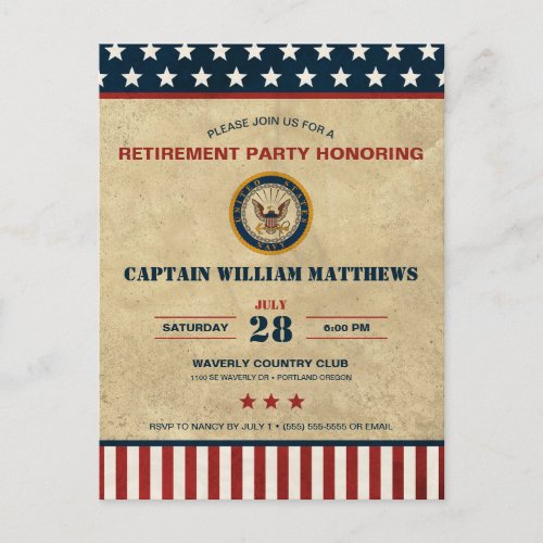 U.S. Navy Retirement Party Invitation