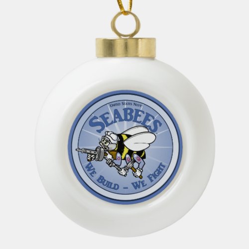 US Navy Seabee Ceramic Ball Christmas Ornament