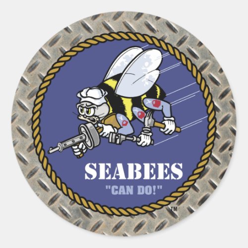 US Navy  Seabees Classic Round Sticker