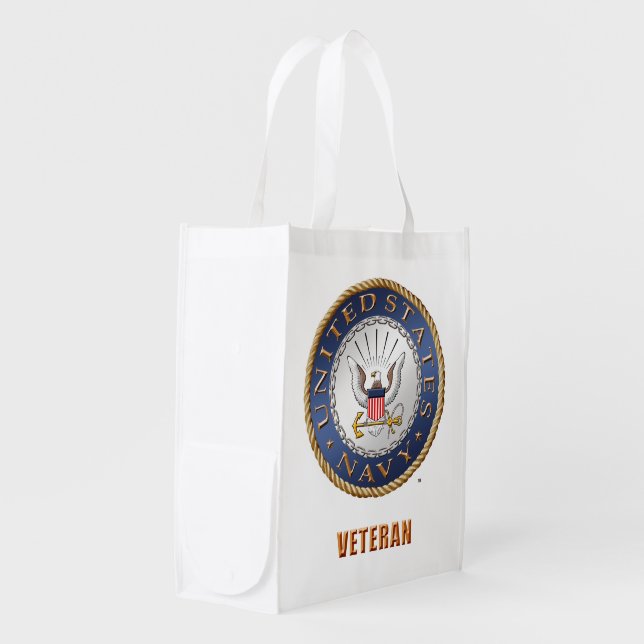 U.S. Navy Veteran Reusable Grocery Bag (Front Side)