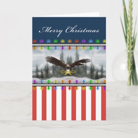 U.s. Patriotic Eagle Merry Christmas Blank Card