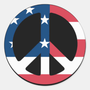 U.S. Peace Sign Classic Round Sticker