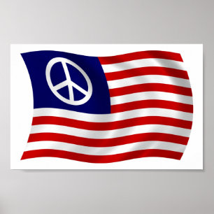 U.S. Peace Sign Flag Poster Print