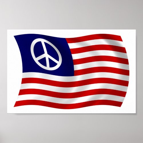 US Peace Sign Flag Poster Print