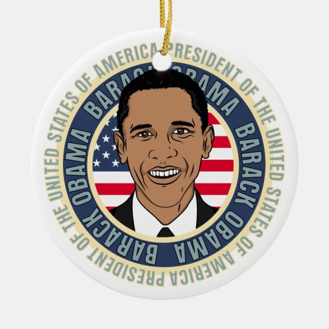 U.S. President Barack Obama Ceramic Ornament (Front)