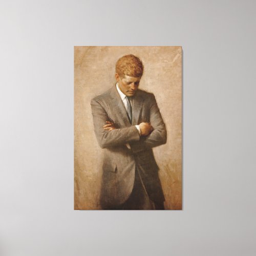 US President John F Kennedy by Aaron Shikler Canvas Print