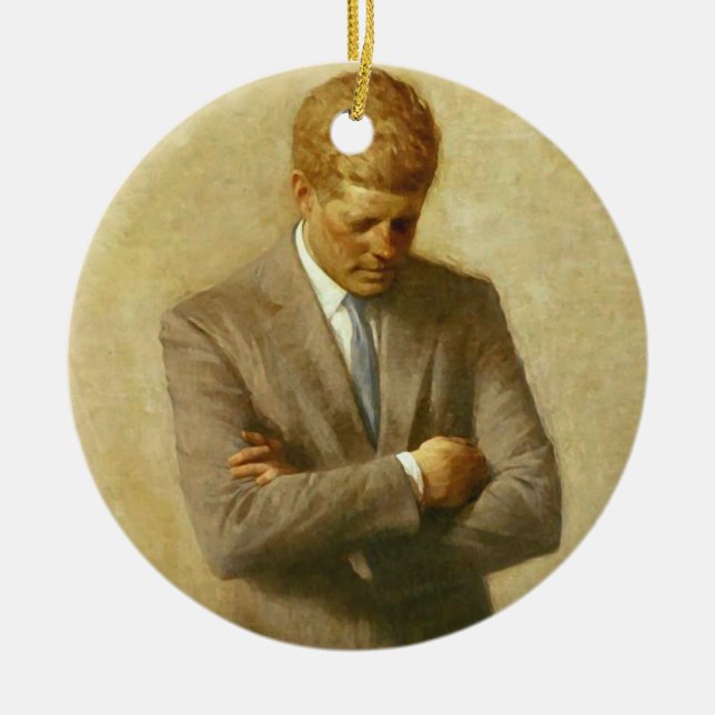 U.S. President John F. Kennedy by Aaron Shikler Ceramic Ornament (Front)