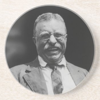 U.s. President Theodore Teddy Roosevelt Laughing Sandstone Coaster by allphotos at Zazzle