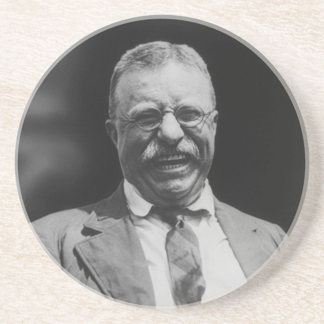 U.S. President Theodore Teddy Roosevelt Laughing Sandstone Coaster (Front)