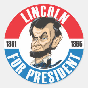 U.S. Presidents Campaign Button: #16 Lincoln Classic Round Sticker