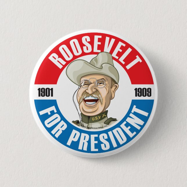 U.S. Presidents Campaign Button: #26 Roosevelt Pinback Button (Front)