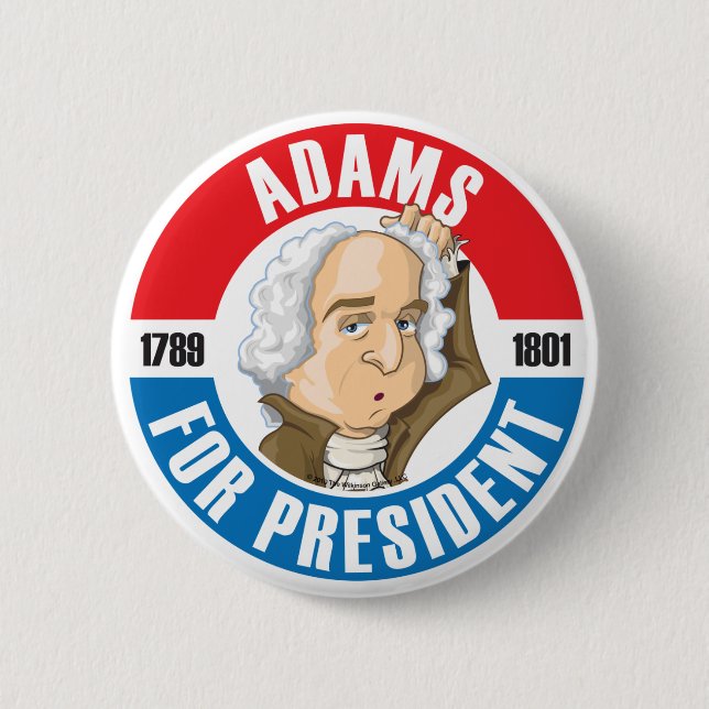 U.S. Presidents Campaign Button: #2 John Adams Pinback Button (Front)
