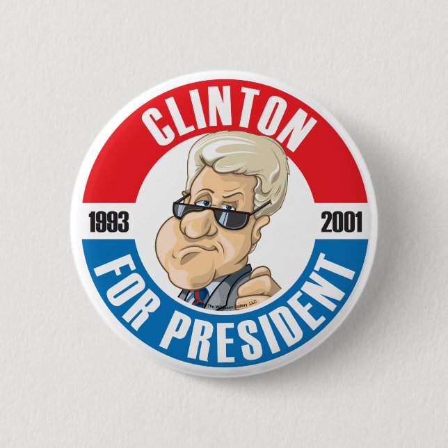 U.S. Presidents Campaign Button: #42 Bill Clinton Pinback Button (Front)
