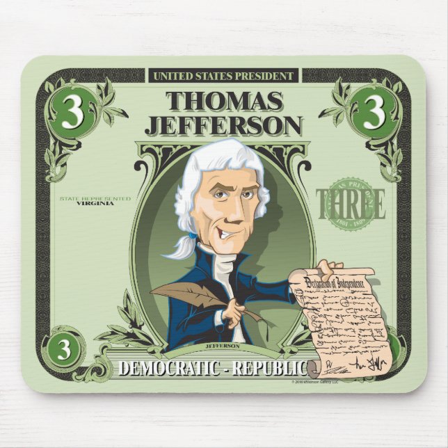 U.S. Presidents Mousepad: #3 Thomas Jefferson Mouse Pad (Front)