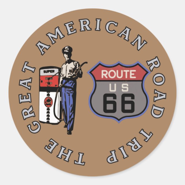U.S. Route 66   Classic Round Sticker (Front)