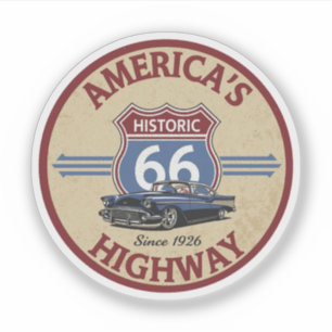 U.S. Route 66 historic highway Classic car gifts Sticker