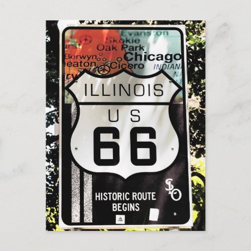 US ROUTE 66 Illinois sign Postcard