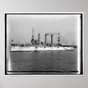 U.S.S. Brooklyn, Cruiser, Warship c1900 Vintage Poster