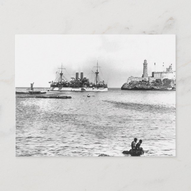 U.S.S. Maine Entering Havana Harbor Postcard (Front)