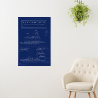 U.S.S. The Sullivans Damage Control Blueprint Foam Board