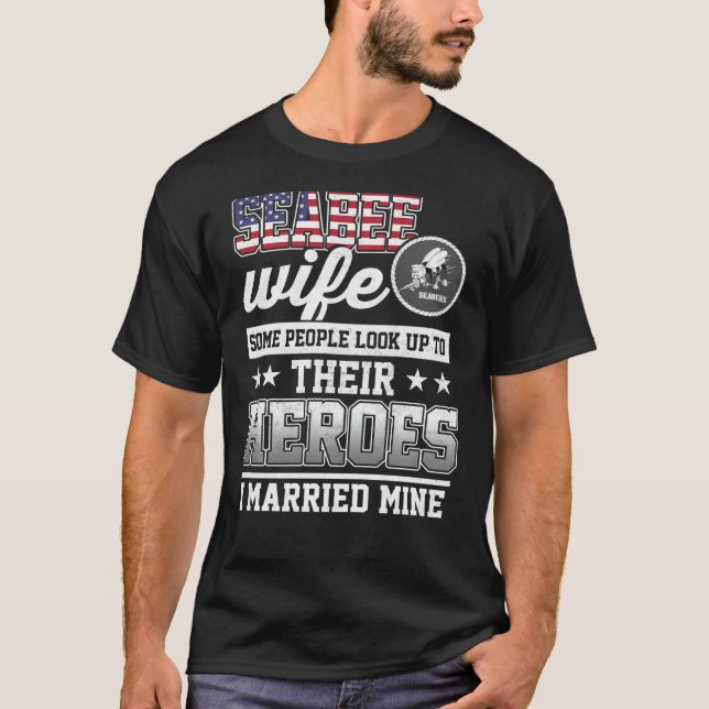 U S Seabee  Proud Seabee Wife T-Shirt (Front)