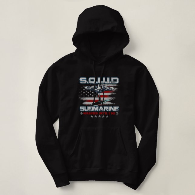 U.S Submarine Service Veteran Submariner USA Flag  Hoodie (Design Front)