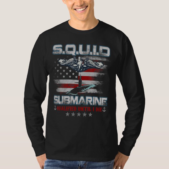 U S Submarine Service Veteran Submariner Usa Flag  T-Shirt (Front)
