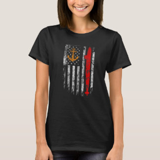U S Submarine Silent Service Veteran American Flag T-Shirt