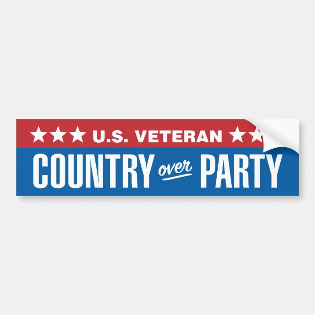 U.S. Veteran / Country Over Party Bumper Sticker (Front)