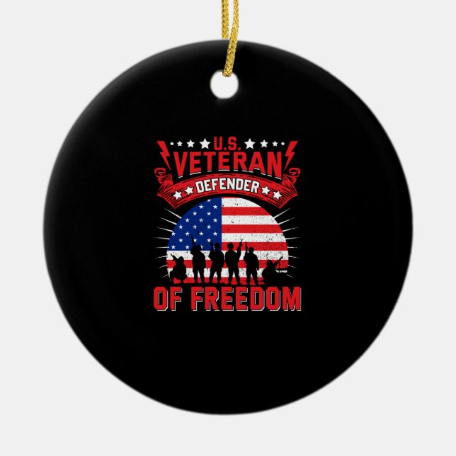 u.s. veteran defender of freedom ceramic ornament (Front)