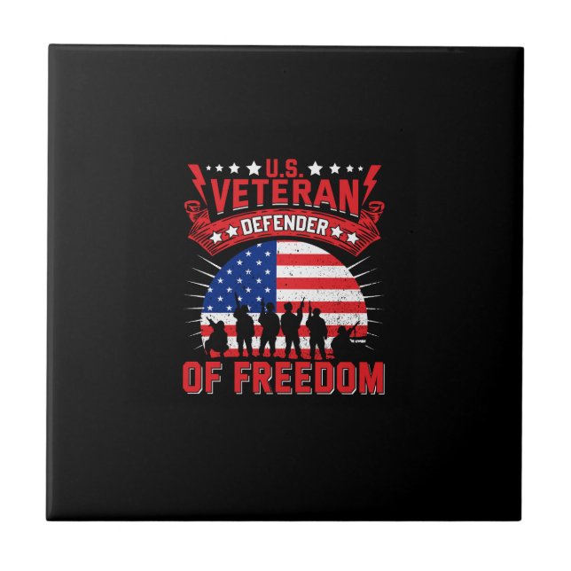 u.s. veteran defender of freedom ceramic tile (Front)